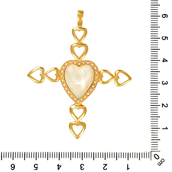 Anhänger, 18K, Gelbgold, Perlmutt, Brillant, Herz