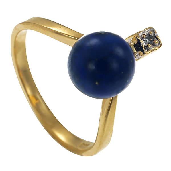 Ring, 14K, Gelbgold, Lapis, Diamant