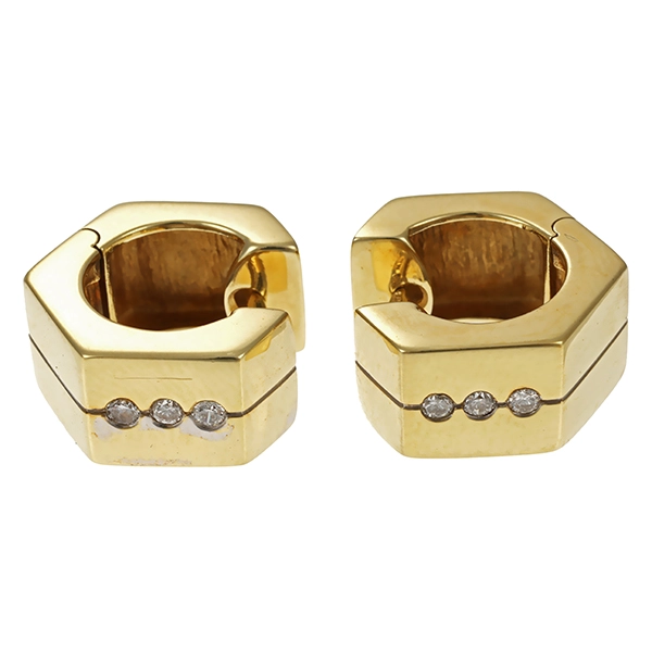 Creolen, 14K, Gelbgold, Brillanten