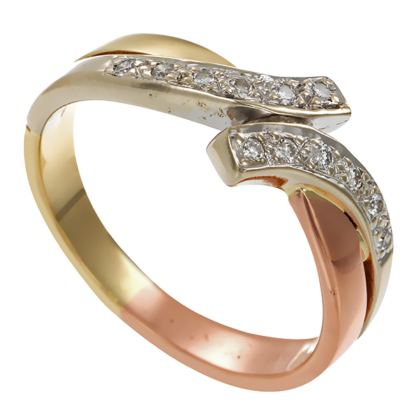 Diamantring, 14K, Rot-/Weiß-/Gelbgold, Brillanten