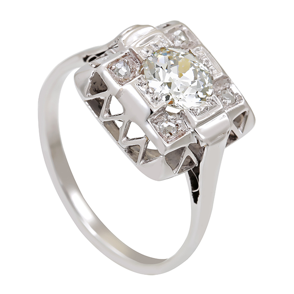 Diamantring, 14K, Weißgold, Diamant 0,75 ct, Diamantrosen