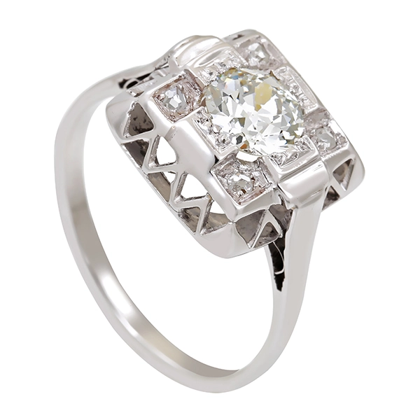 Diamantring, 14K, Weißgold, Diamant 0,75 ct, Diamantrosen