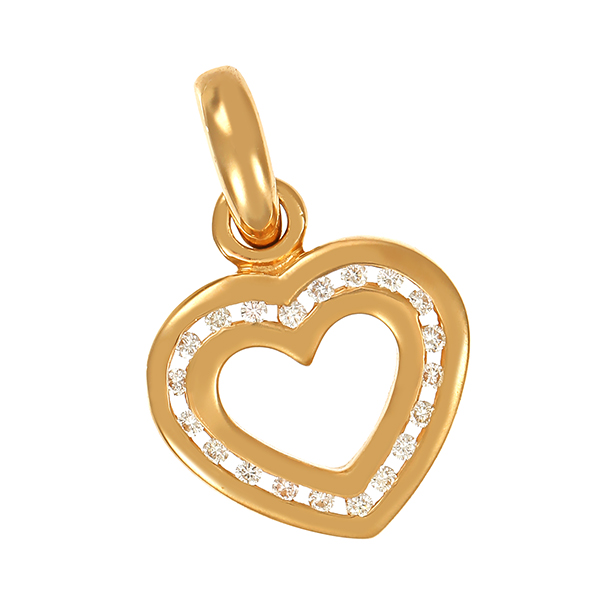Anhänger, Clip, 14K, Gelbgold, Herz, Brillanten 0,20 ct