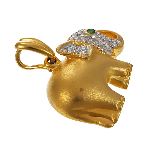 Anhänger, 18K, Gelb-/Weißgold, Brillanten, Smaragd
