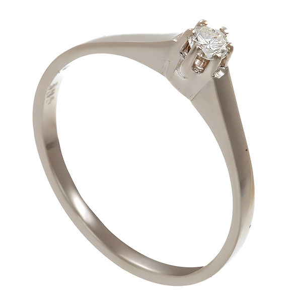 Brillantring, 14K, Weißgold, 0,10ct