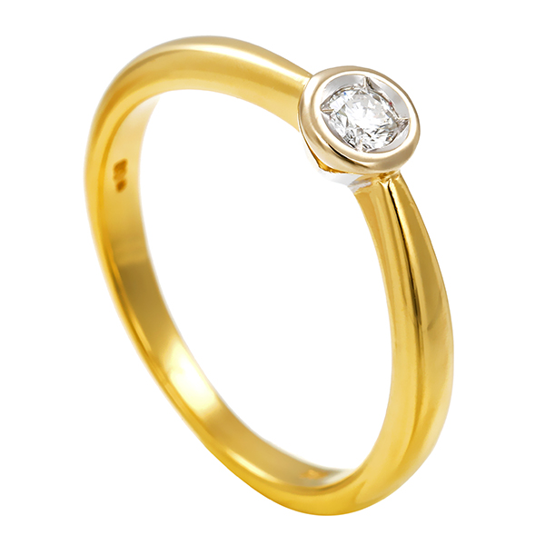 Diamantring, 18K, Gelb-/Weißgold, Brillant 0,10 ct
