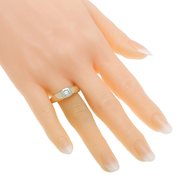 Herrenring, 14K, Gelb-/Weißgold, Brillant 0,13 ct