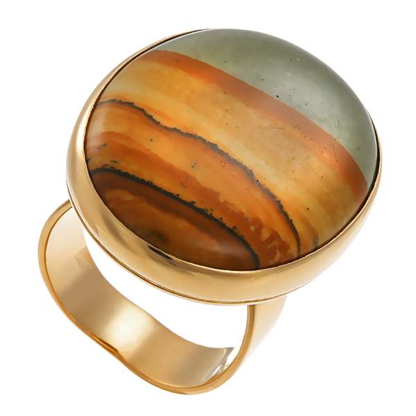 Ring, 18K, Gelbgold, Achat