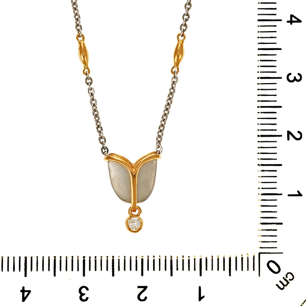 Collier, 950 Platin, Gelbgold, Brillant