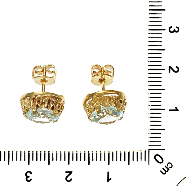 Ohrstecker, 14K, Gelbgold, Aquamarine