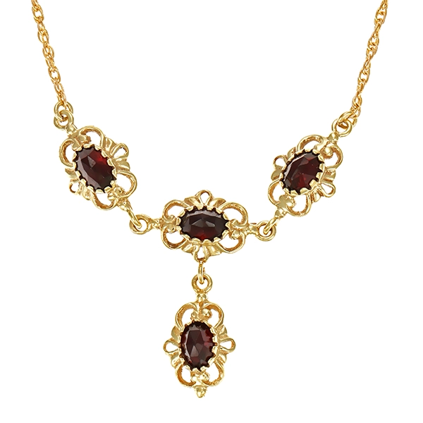 Collier, 8K, Gelbgold, Granat