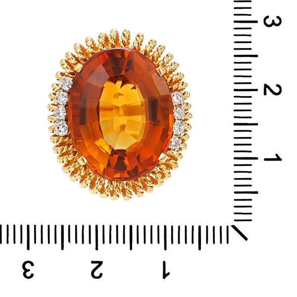 Ring, 18K, Gelb-/Weißgold, Citrin, Diamanten
