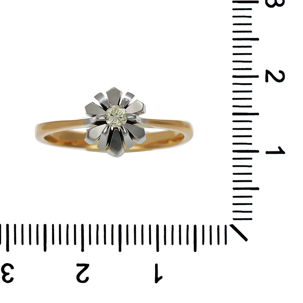 Diamantring, 14K, Gelb-/Weißgold, Brillant