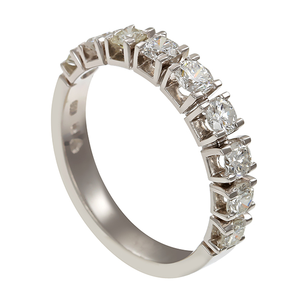 Brillantring, 14K, Weißgold, 9 Brillanten 1,00ct W/P