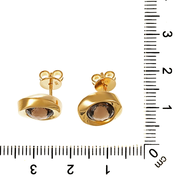 Ohrstecker, 14K, Gelbgold, Rauchquarz