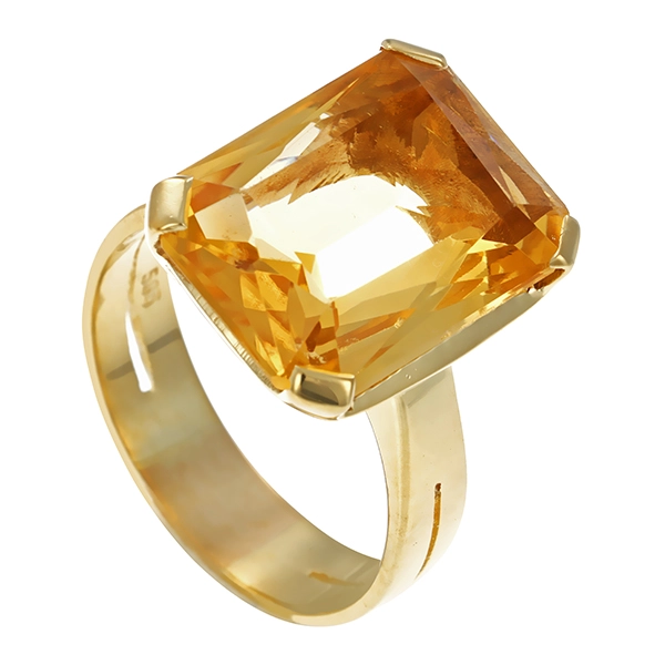 Ring, 14K, Gelbgold, Citrin