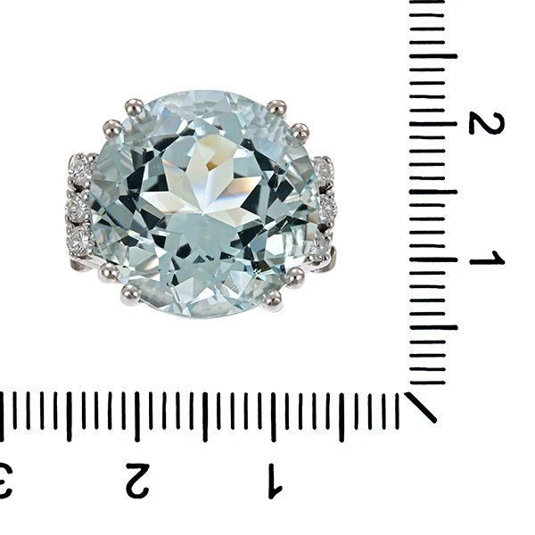 Ring, 14K, Weißgold, Aquamarin, Brillant, rhodiniert