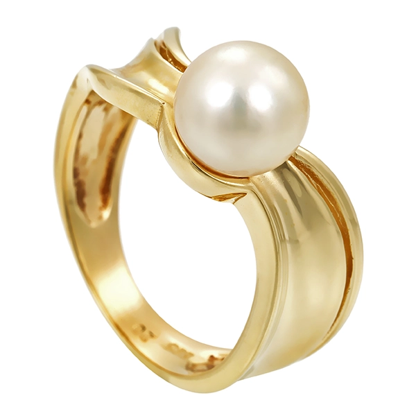 Ring, 14K, Gelbgold, Perle