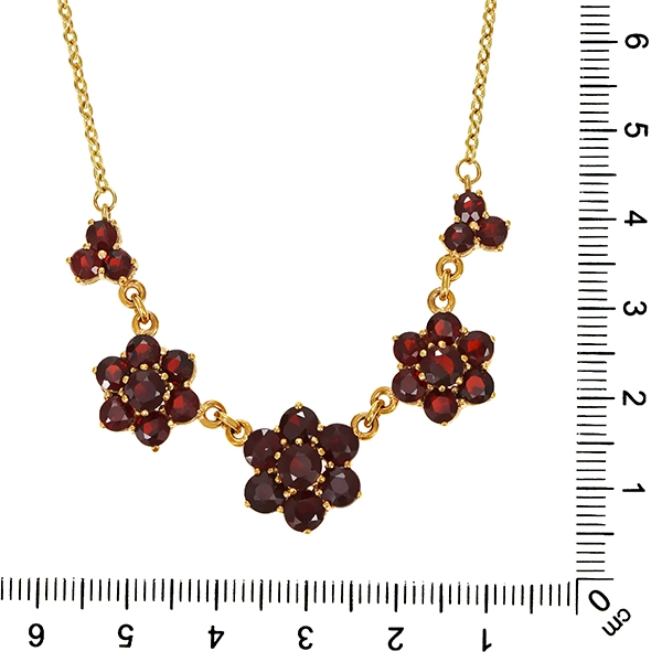 Collier, 8K, Gelbgold, Granat