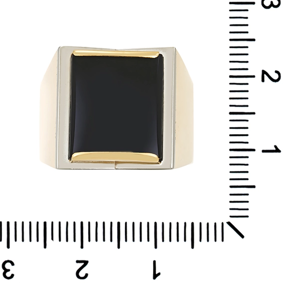 Herrenring, 14K, Gelb-/Weißgold, Onyx