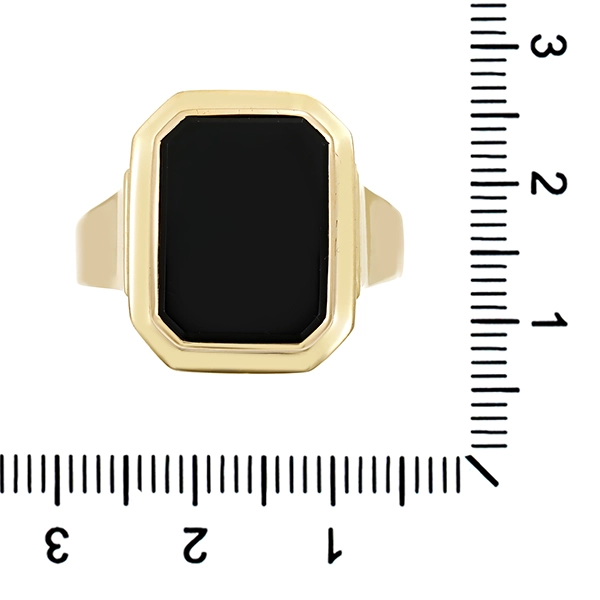 Herrenring, 14K, Gelbgold, Onyx
