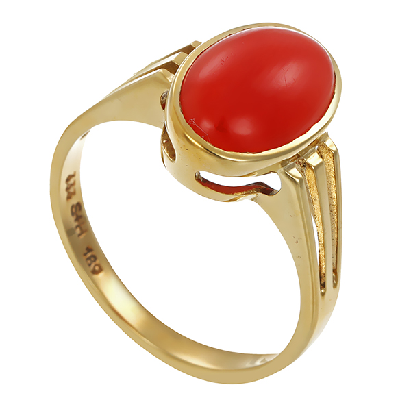 Ring, 8K, Gelbgold, Koralle