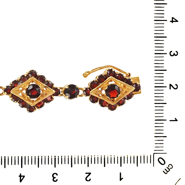 Armband, 14K, Gelbgold, Granat