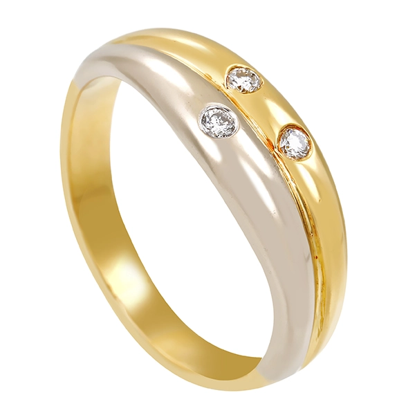 Diamantring, 18K, Gelb-/Weißgold, Brillanten