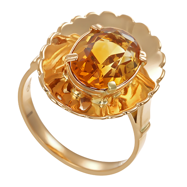 Ring, 14K, Gelbgold, Citrin