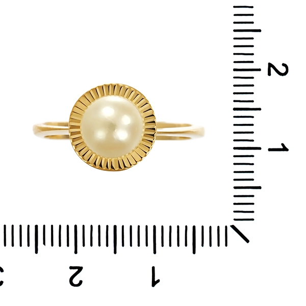 Ring, 14K, Gelbgold, Perle