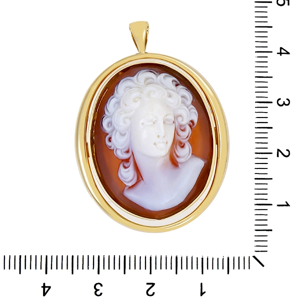 Brosche, 14K, Gelbgold, Gemme