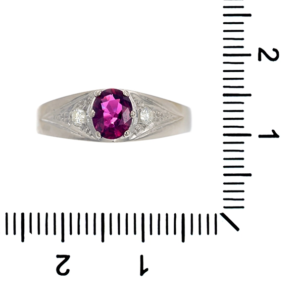 Ring, 14K, Weißgold, Rubin, Brillanten