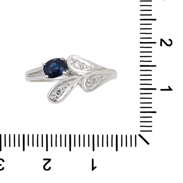Ring, 14K, Weißgold, Saphir, Diamanten