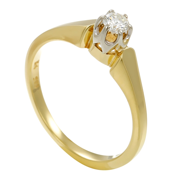 Diamantring, 14K, Gelb-/Weißgold, Brillant 0,18 ct