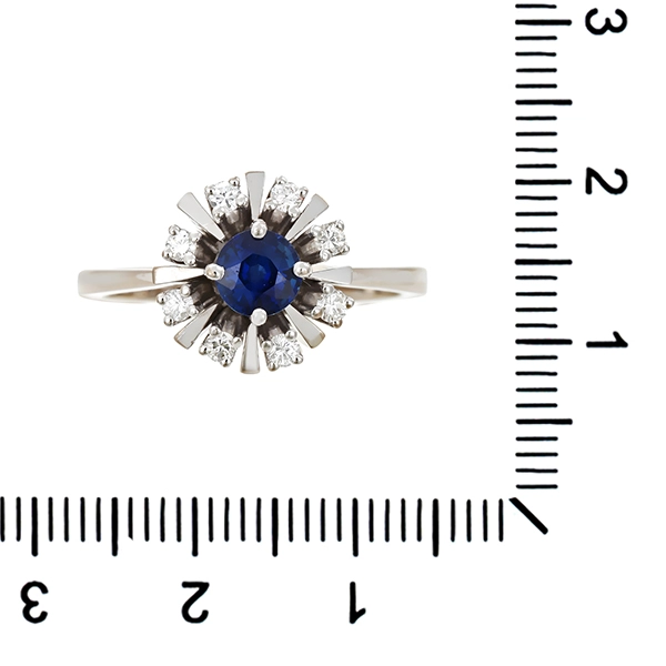 Diamantring, 18K, Weißgold, Brillant, Saphir