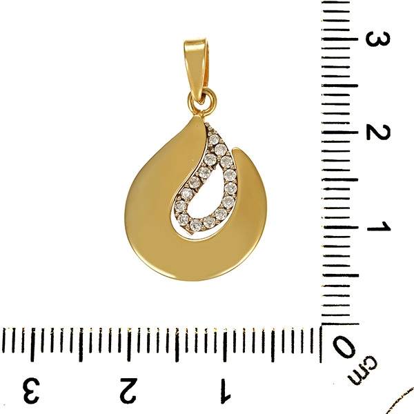 Anhänger, 14K, Gelb-/Weißgold, Zirkonia