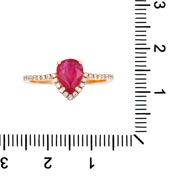 Ring, 18K, Rotgold, Rubin, Brillanten