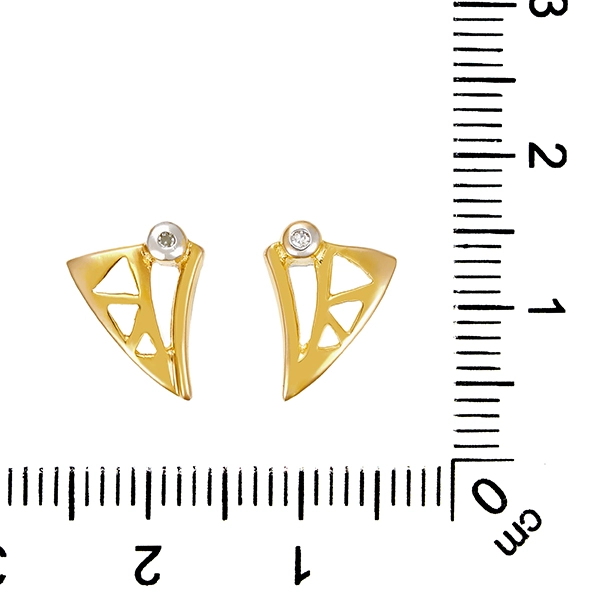 Ohrstecker, 14K, Gelb-/Weißgold, Diamanten