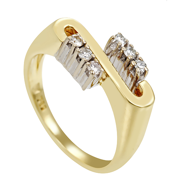 Diamantring, 14K, Gelb-/Weißgold, Brillanten