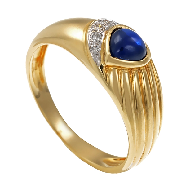 Ring, 14K, Gelbgold, Saphir, Brillanten