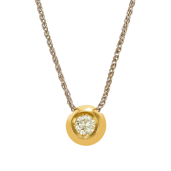 Collier, 18K, Gelb-/Weißgold, Brillant