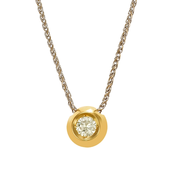 Collier, 18K, Gelb-/Weißgold, Brillant