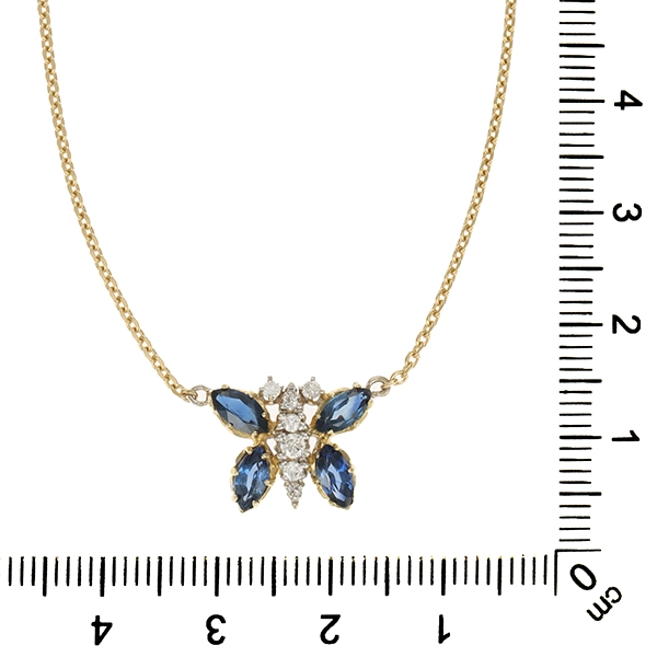 Collier, 18K, Gelb-/Weißgold, Saphir, Brillant