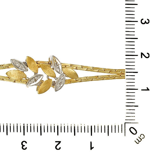 Armband, 14K, Gelb-/Weißgold, Diamanten
