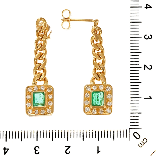 Steckhänger, 18K, Gelbgold, Brillant, Smaragd