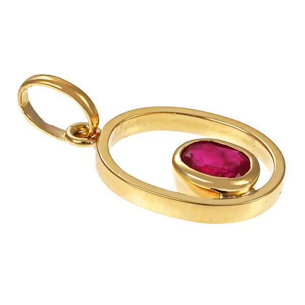 Anhänger, 18K, Gelbgold, Rubin