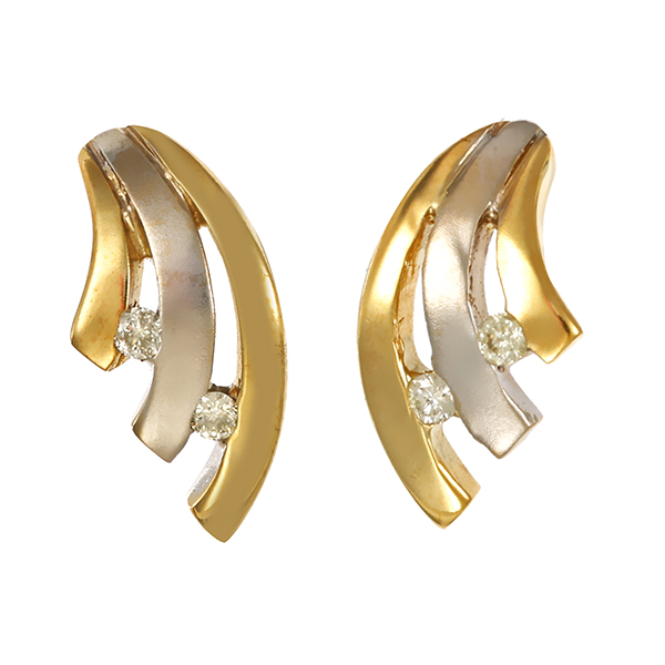Ohrstecker, 14K, Gelb-/Weißgold, Brillanten