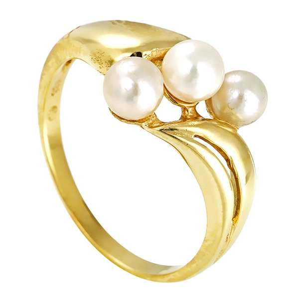 Ring, 14K, Gelbgold, Perlen