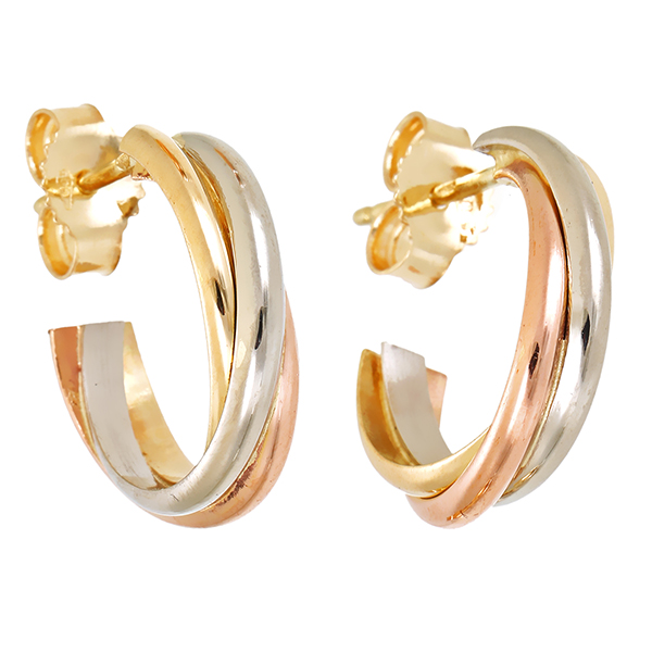 Steckcreolen, 14K, Rot-/Gelb-/Weißgold