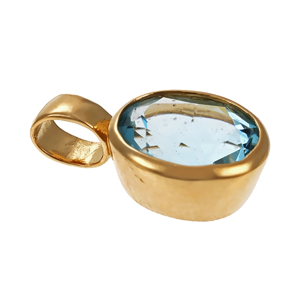 Anhänger, 14K, Gelbgold, Topas blau